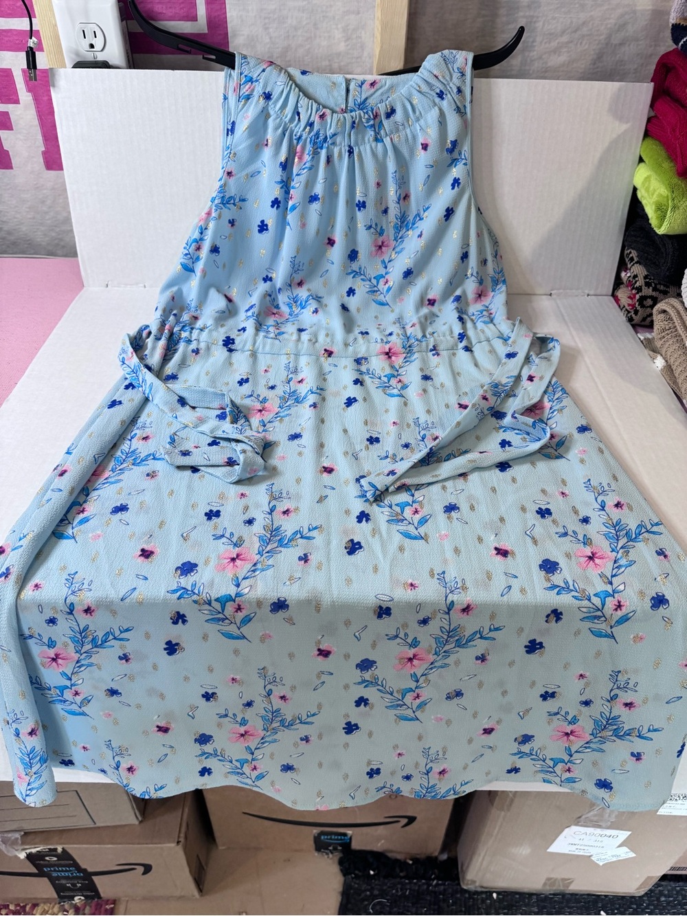 Juicy Couture Light Blue Floral Tie-Waist Sundress